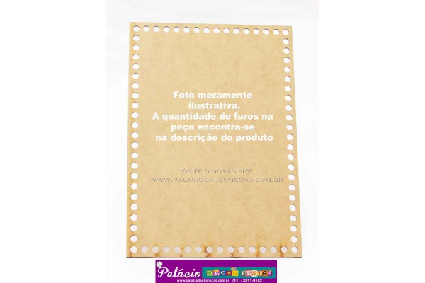 PLACA RETANGULAR PARA CROCHE COM 60 FUROS 17X25 MDF